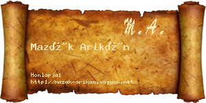 Mazák Arikán névjegykártya
